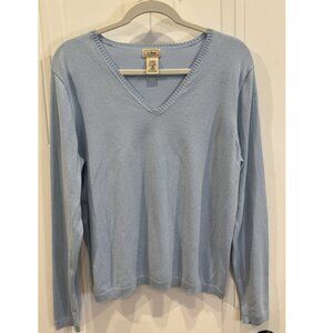 LLBean V-Neck Long Sleeve Light Blue Top EUC